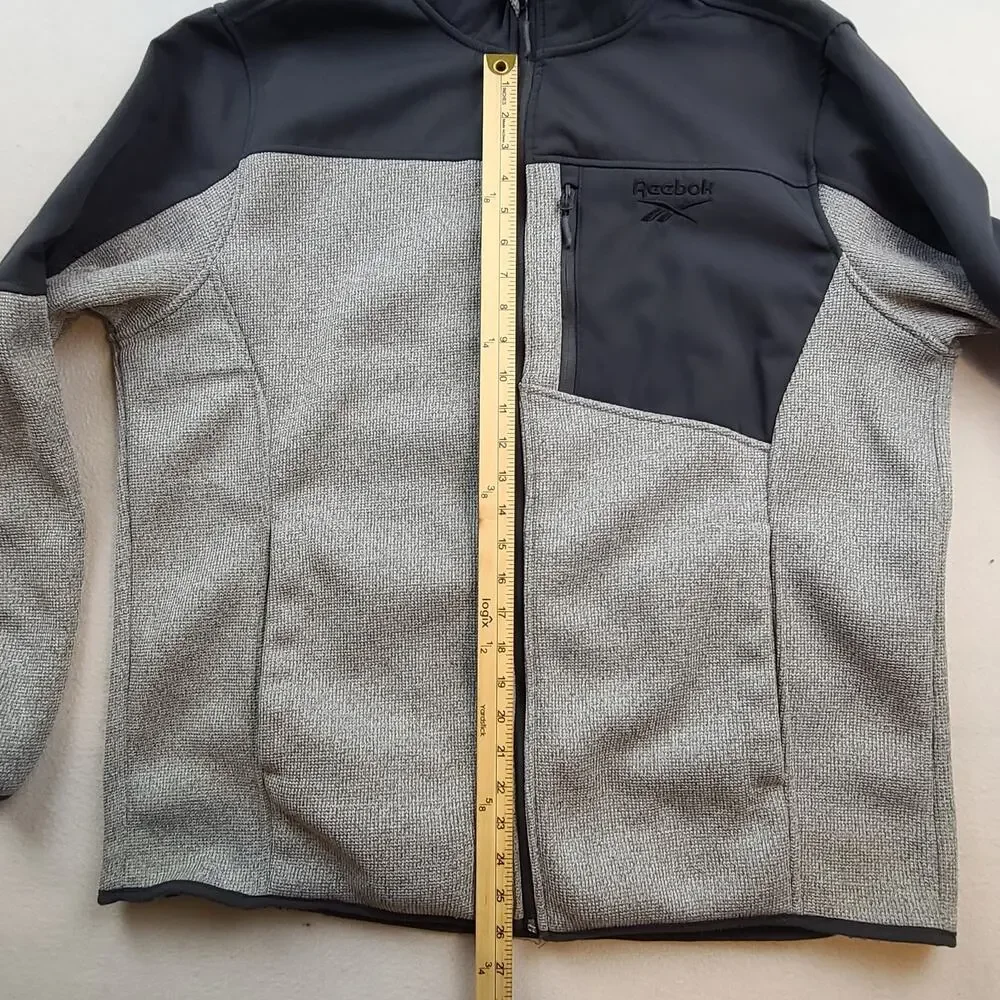Reebok Men's 2XL Gray Hybrid Fleece Jacket Full Zip Softshell Colorblock Outdoor